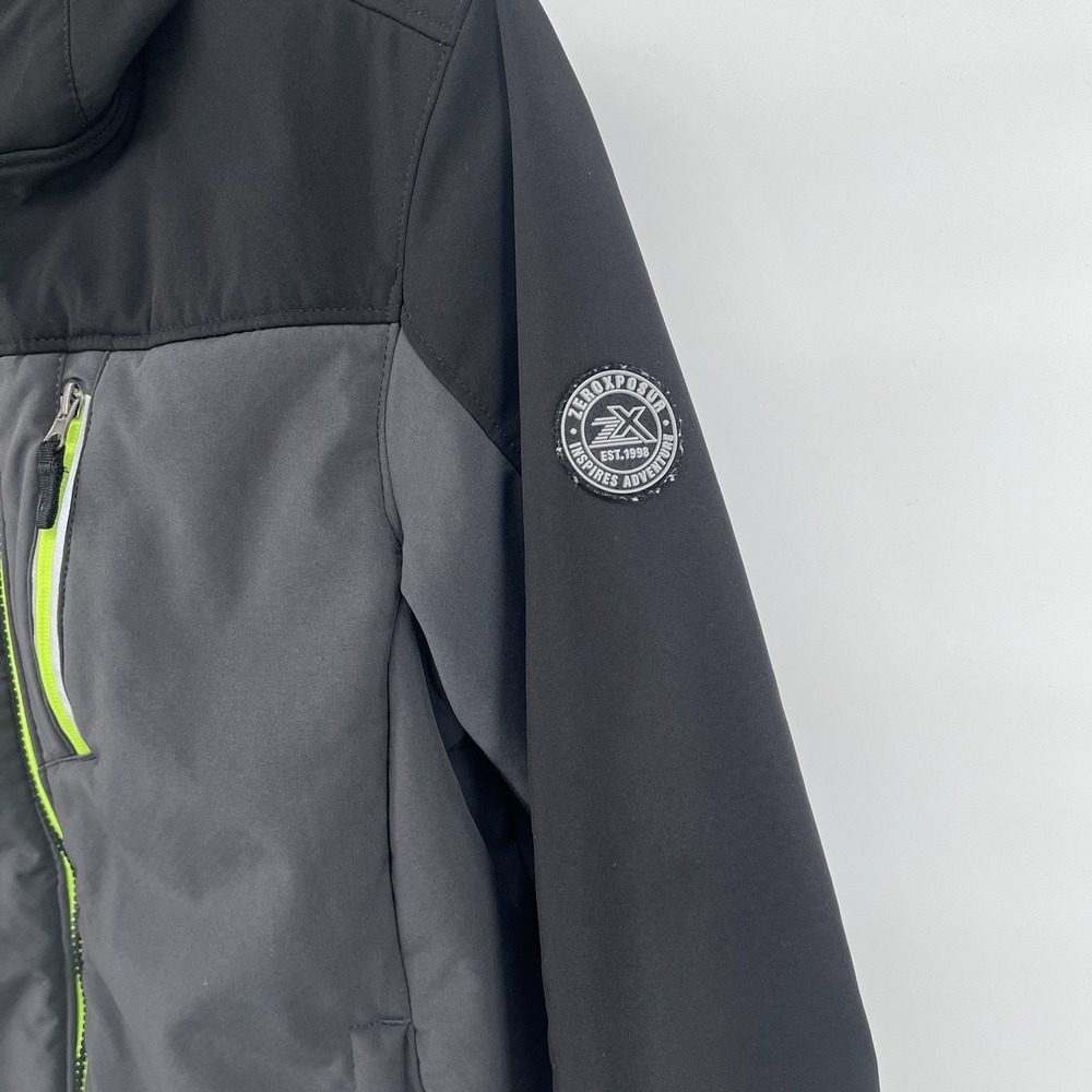 ZeroXposure Boys Coat Jacket Size XXL 18-20 Black Hooded Neon Trim - Picture 3 of 10